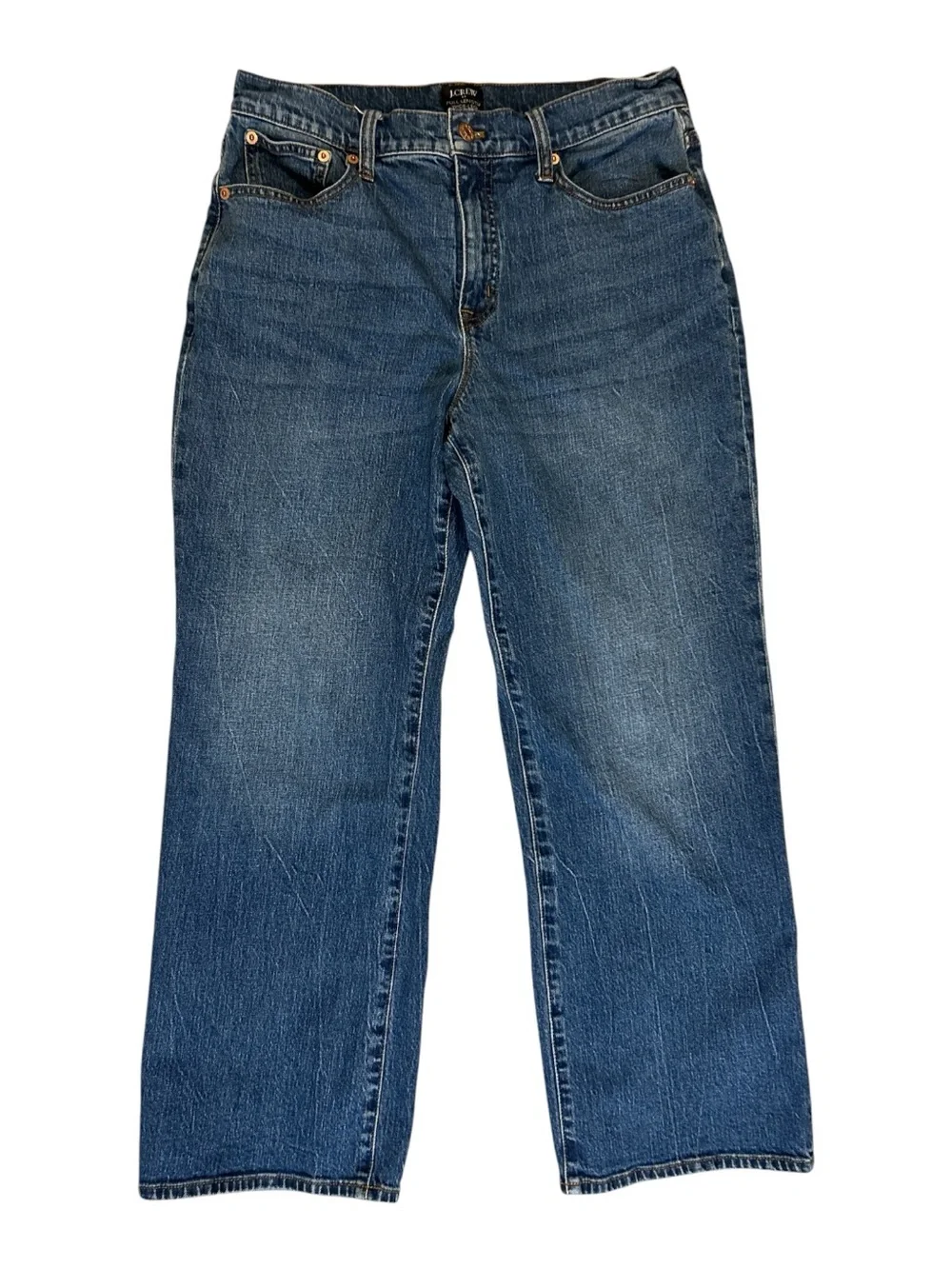 J.Crew Full Length Wide Leg Jeans Womens 30P Petite Blue Denim High Rise Stretch